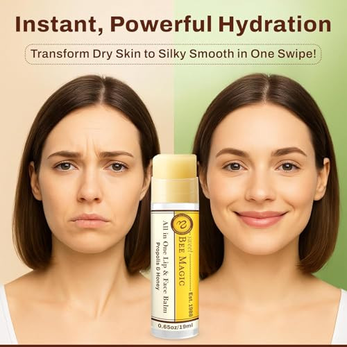Organic Beeswax Lip Balm - Natural Chapstick for Dry Lips - Honey & Propolis Moisturizing Wand - Non Petroleum Lip Balm for Men & Women - Clean Lip C