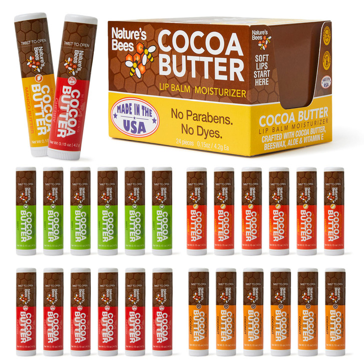 Nature's Bees DIY Lip Balm Kit, Natural Cherry Flavor, Includes 48 Blank Lip Balm Tubes with 60 Labels, Made with Beeswax, Cocoa Butter, Coconut Oil,