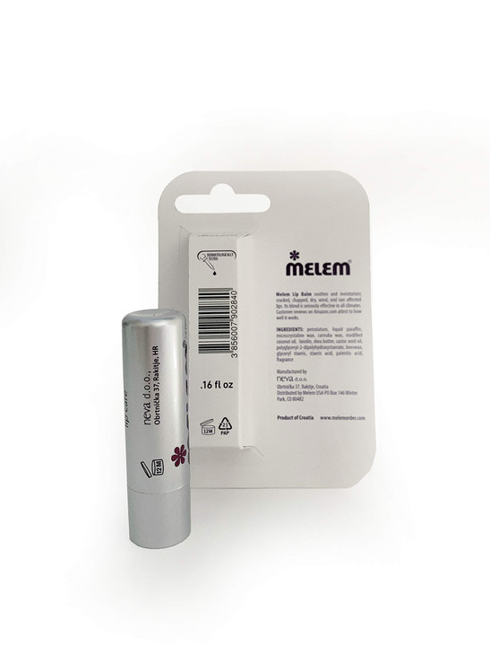 Melem Lip Balm with Lanolin, Moisturizing, Long Lasting, for Dry, Cracked and Chapped Lips in Silver Stick (.16 ounces)