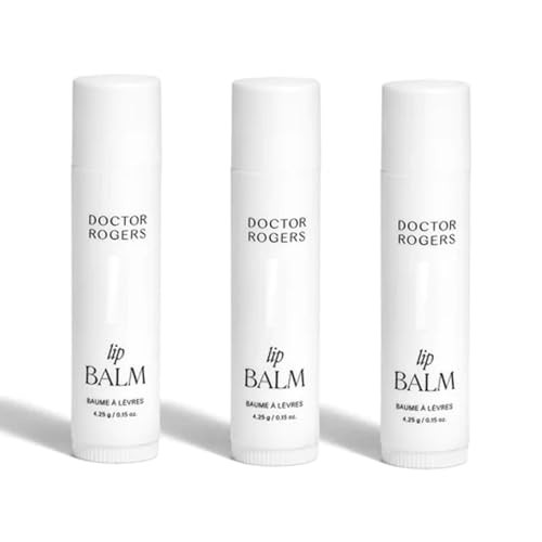 Doctor Rogers Lip Balm. Hydrating & Softening Lip Moisturizer for Very Dry Lips, Natural & Hypoallergenic, 0.15 Ounce (4.25 g), Pack of 3 tubes