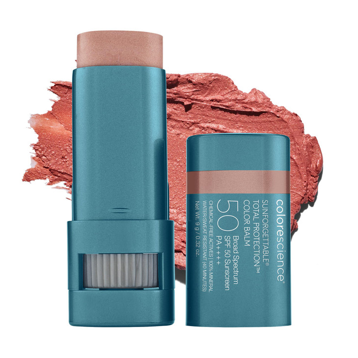 Colorescience Sunforgettable Total Protection Color Balm SPF 50, Mineral, Broad Spectrum, Buildable Lip & Cheek Color, Blush, 0.32 Ounce (Pack of 1)