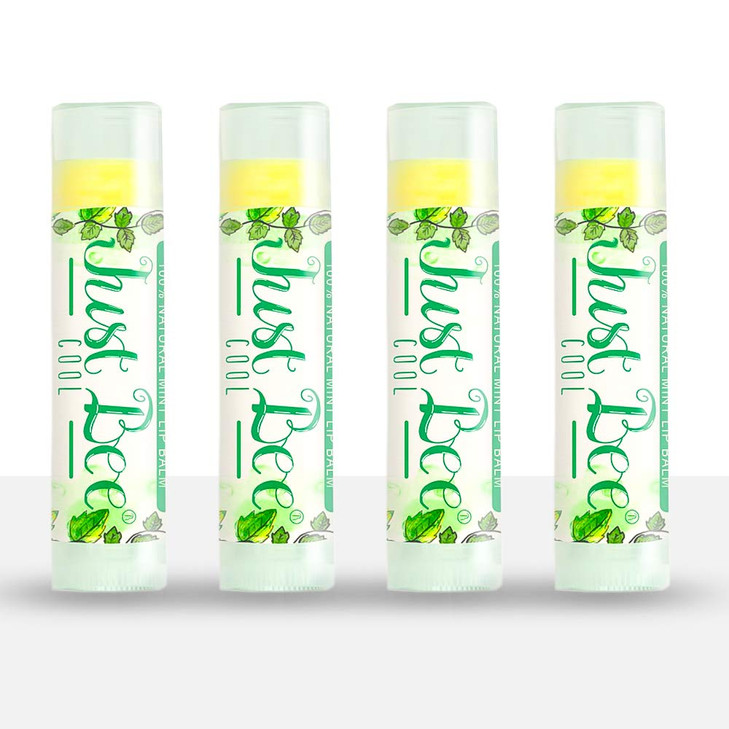 Just Bee 100% Natural Beeswax Lip Balm with Organic Oils (Cool Peppermint, 4 pack)