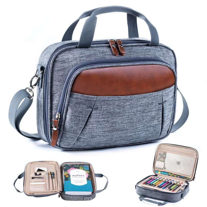 APLUFINE Large Bible Cover for Men - Bible Cover Case for Women - Bible Carrying Case - Bible Bag Bible Carrier with Pockets for Bible Tabs,Bible Stu