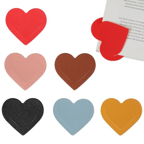 Heart Book Marks for Reading Women, 6 Pieces Leather Bookmark Corner PageCute Bookmarks Book Marks Handmade Reading Gifts Book Lovers Accessories for