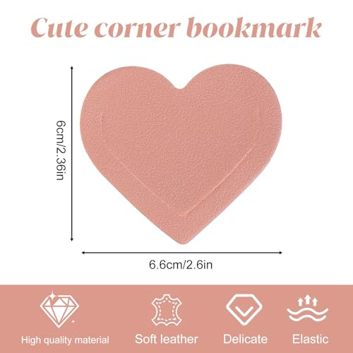 Heart Book Marks for Reading Women, 6 Pieces Leather Bookmark Corner PageCute Bookmarks Book Marks Handmade Reading Gifts Book Lovers Accessories for