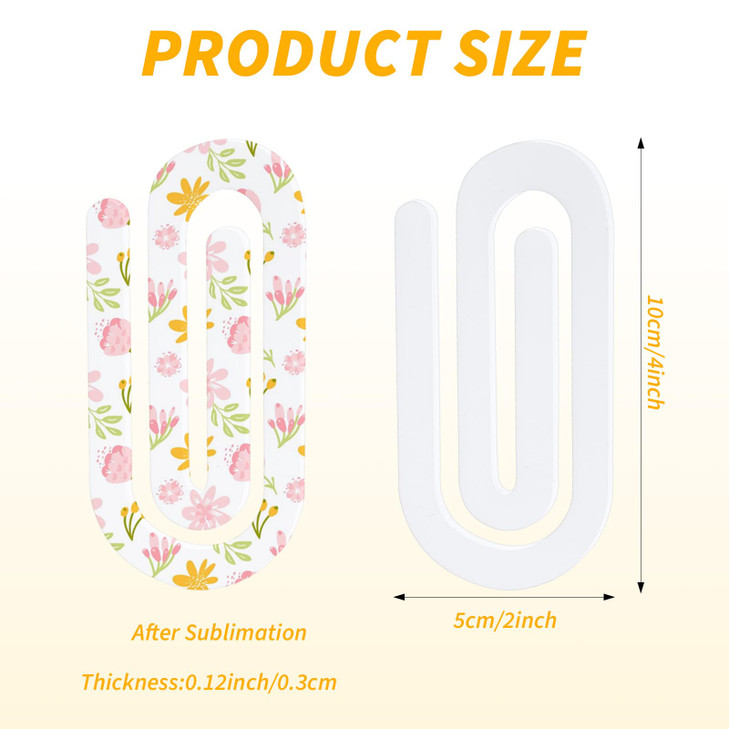 YBEATY 6 Pcs Acrylic Sublimation Blanks Paper Clips Large Jumbo 4 × 2 Inch Clear Transfer Heat DIY Design Bookmarks Crafts Supplies for Business Stat