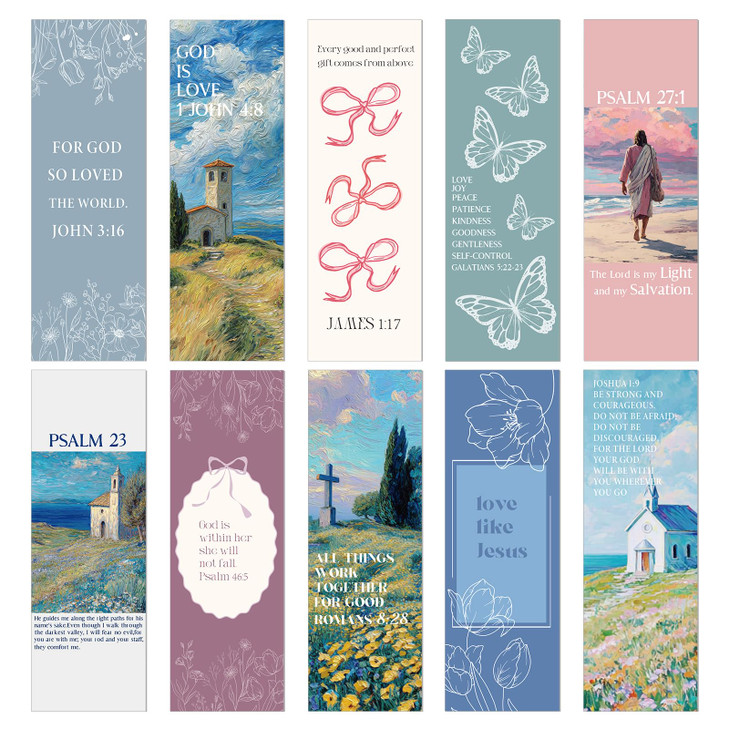 Cosmisun Christian Bookmarks Gifts for Women - 50 Pcs Scripture Bible Verse Book Mark Inspirational Religious Bookmark Page Marker Clip Gift for Bibl
