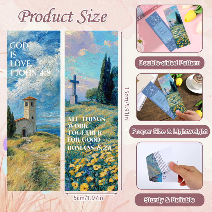 Cosmisun Christian Bookmarks Gifts for Women - 50 Pcs Scripture Bible Verse Book Mark Inspirational Religious Bookmark Page Marker Clip Gift for Bibl
