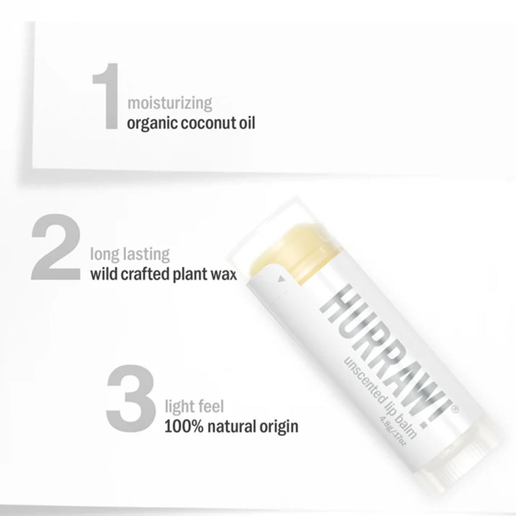 Hurraw! Unscented Lip Balm, 2 Pack: Organic, Certified Vegan, Cruelty and Gluten Free. Non-GMO, 100% Natural Ingredients. Bee, Shea, Soy and Palm Fre