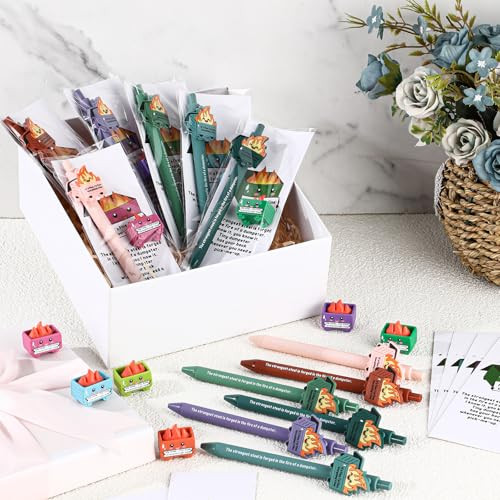 Sayglossy 24 Set Dumpster Funny Desk Accessories Positive Valentines Employee Appreciation Gifts Bulk Thank You Inspirational Pens Mini Figurine Card