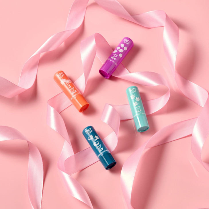 Dirty Works Feed My Lips, Lip Balm Set, 4 x 4g Nourishing, Hydrating Lip Salve Tubes Gift Set, Variaty of Fruity and Flavours