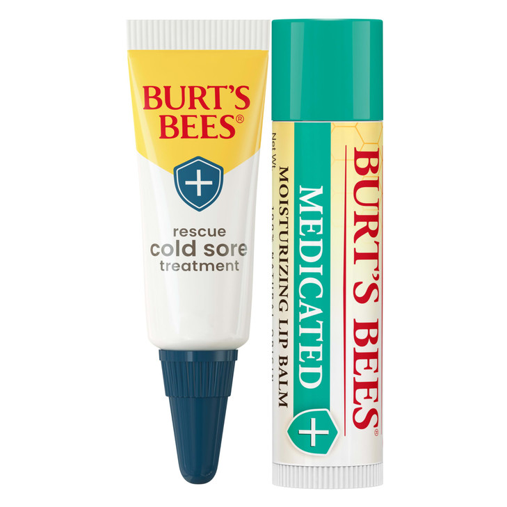Burt's Bees Cold Sore Treatment and Medicated Lip Balm, With Menthol and Eucalyptus Oil, Natural Origin Skincare, 2 Tubes, 0.07 oz./0.15 oz.