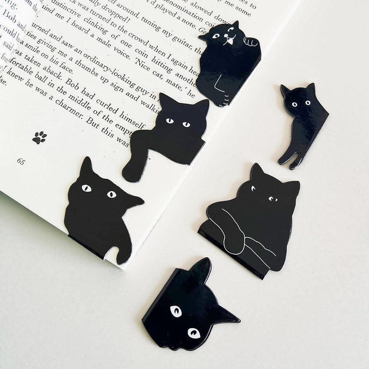 Cute Cat Magnetic Bookmarks - 6 Pieces Assorted Book Markers Clip Set for Women Teachers Students Book Lovers Reading, for School Office Home Supplie