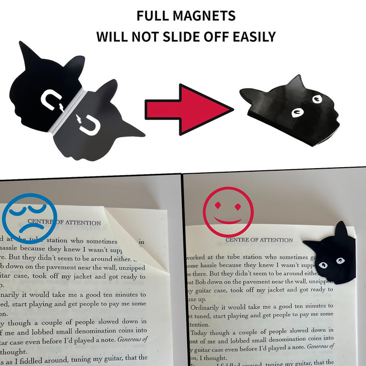 Cute Cat Magnetic Bookmarks - 6 Pieces Assorted Book Markers Clip Set for Women Teachers Students Book Lovers Reading, for School Office Home Supplie