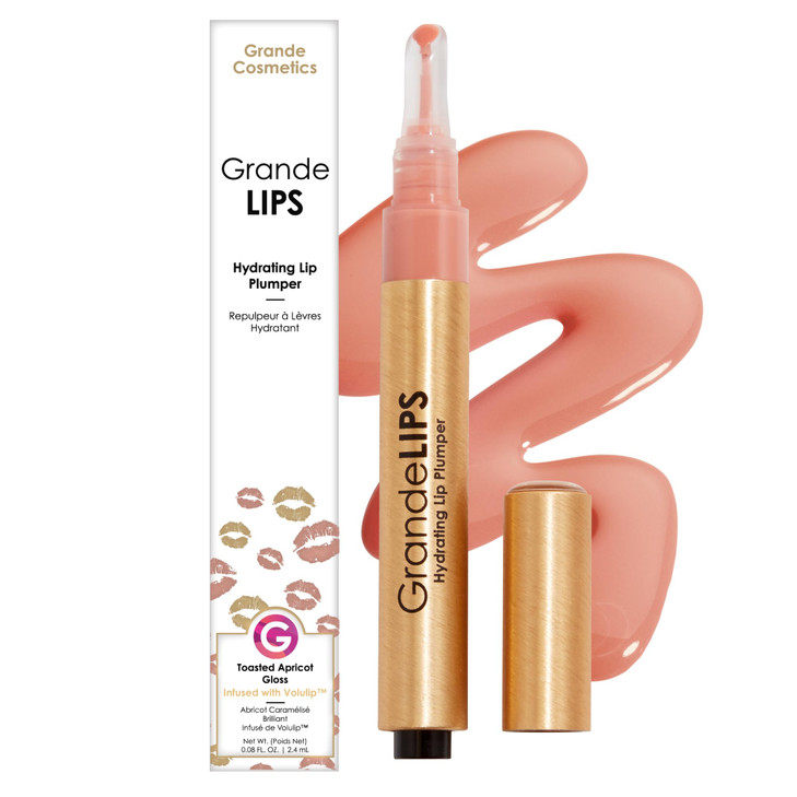 Grande Cosmetics GrandeLIPS Hydrating Lip Plumper Gloss - for Fuller-Looking, Hydrated Lips - Toasted Apricot (0.08 fl oz)