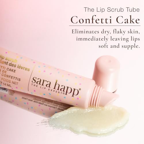 Sara Happ Sweet Glow and Go: Confetti Cake Lip Scrub Exfoliator + Vanilla Bean Lip Scrub DuoExfoliating Lip Treatment, Moisturizer for Dry and Flaky