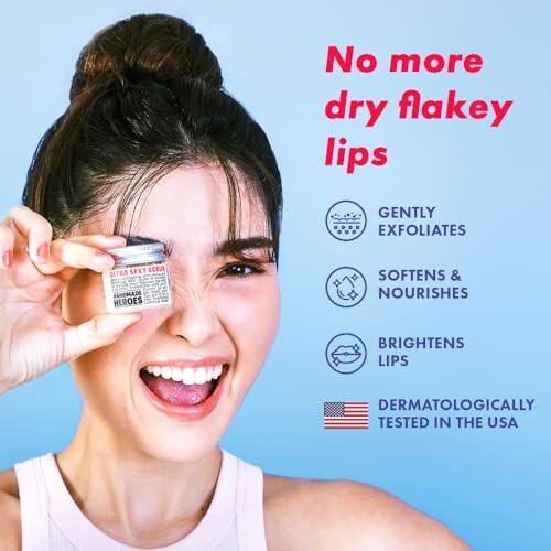 Handmade Heroes 100% Natural Lip Scrub, Vegan Conditioning Coconut Exfoliator - Gentle Exfoliant, Sugar Polish and Scrubber for Chapped Dry Lips, 1oz