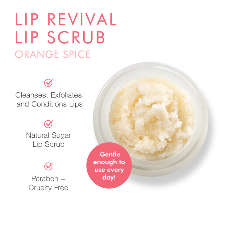 Beauty For Real Lip Revival, Orange Spice - Exfoliating & Hydrating Sugar Lip Scrub - For Dry, Chapped or Lipstick-Stained Lips - With Essential Oils