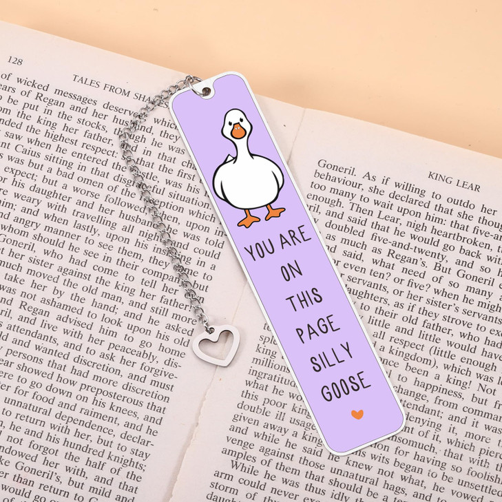 Book Marks for Reading Women Men, Funny Bookmarks for Book Lovers Women, Metal Bookmark, Book Accessories, Cute Back to School Supplies, Silly Goose