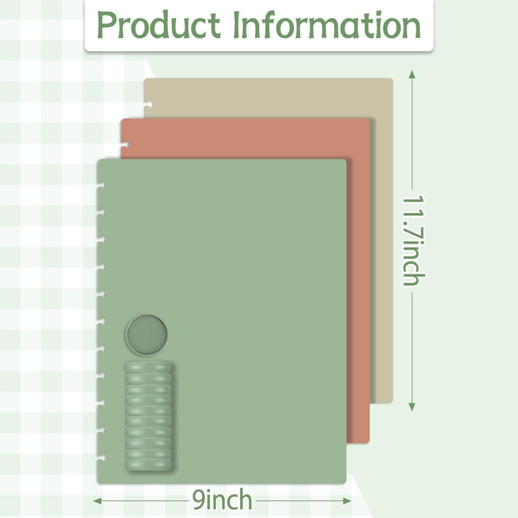gisgfim 10 Set Discbound Notebook Cover and Disc Set 8.5 x 11 Inch Poly Cover with Disc Suitable for Letter Size Discbound Notebook Accessories for O