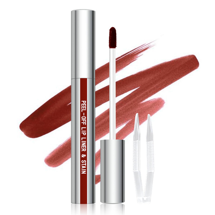 Cilrofelr Peel Off Lip Liner Stain, Long Wear Tattoo Lip Liner with Tweezer, Peel Off Lip Stain with Matte Finish, Long Lasting, Waterproof, Transfer