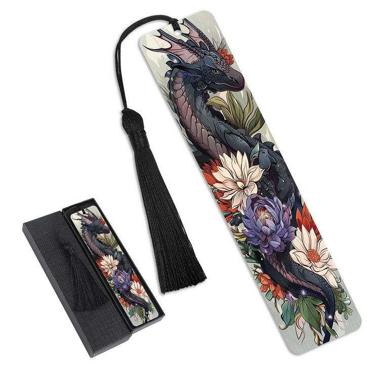 Zaamwoyy 4 Pcs Dragon Bookmark Gifts - Stainless Steel Metal Bookmarks for Men, Unique Reading Supplies, Cool Book Marks Box Set for Book Lovers Fans