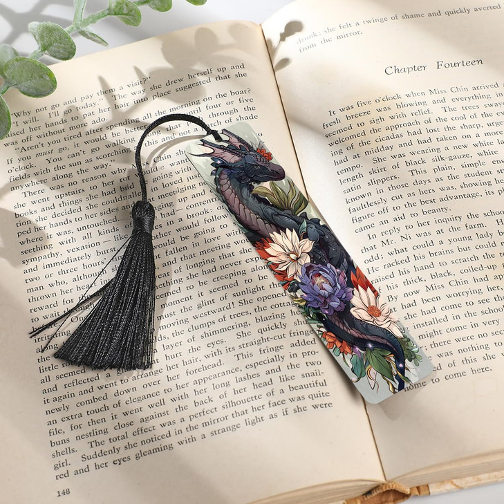 Zaamwoyy 4 Pcs Dragon Bookmark Gifts - Stainless Steel Metal Bookmarks for Men, Unique Reading Supplies, Cool Book Marks Box Set for Book Lovers Fans