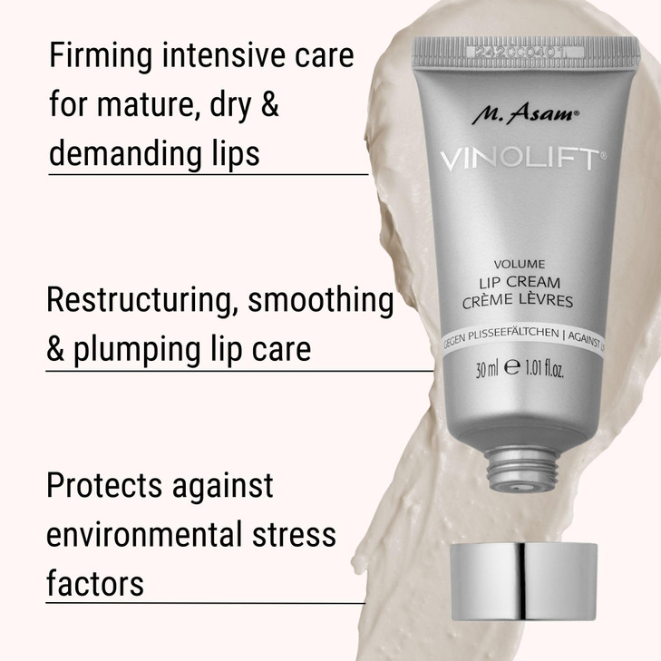 M. Asam VINOLIFT Volume Lip Cream - Anti-age volume & lip care against fine lip lines for mature & demanding skin, plumping lip care for moisturized