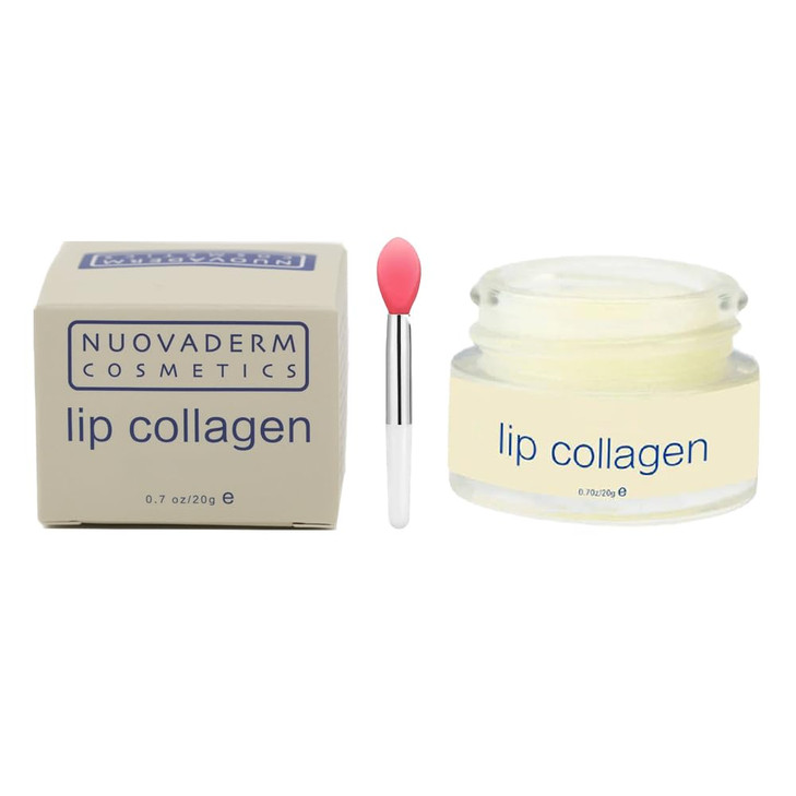 NUOVADERM Collagen Lip Mask with Squalane - Moisture & Collagen Boosting Lip Sleeping Mask for Soft and Supple Lips - Lip Plumper Balm to Restore, No