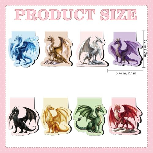 Cute Dragon Magnetic Bookmarks: 8 Pcs Winged Dragon Bookmark Clips, Book Mark for Reading Men Women, Halloween Birthday Gifts, Back to School Office