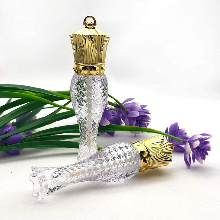 Healthcom 10 Pcs 5ml Mermaid Crown Clear Lip Gloss Tubes Vials Empty Refillable Lip Glaze Tubes DIY Cosmetic Container Lipstick Bottle with Crown Wan