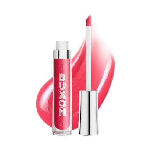 Buxom Full-On Tinted Lip Plumper Gloss, High-Shine Moisturizing Lip Gloss with Peptides and Vitamin E, Vegan Formula, AQ Julie (Sheer Bright Pink Shi