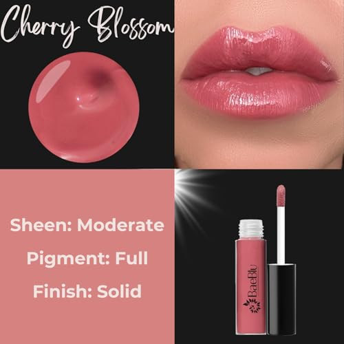 BaeBlu Organic Vegan Lip Gloss, 100% Natural Non-Toxic Moisturizing Ingredients, Cherry Blossom