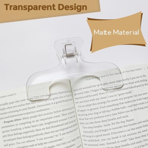 Book Page Holder for Reading, Transparent Book Page Holder Clips for Reading and Fixing Music Book, Office Home School Accessories Supplies