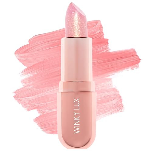Winky Lux Rosé Glimmer Balm -Hydrating ph Lip Balm, Natural Pink Tint with pH Color Changing, Moisturize & Soften Lips While Leaving Sheer Pink Tint,