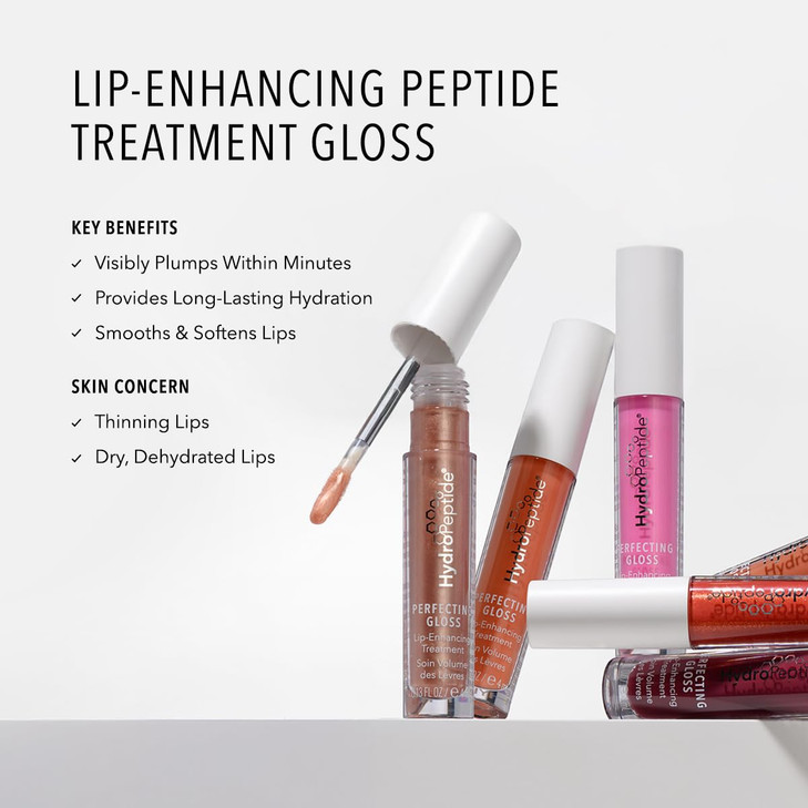 HydroPeptide Perfecting Gloss, Lip Plumping Gloss & Hydrating Treatment, Volumizing Collagen-Boosting Enhancer with Hyaluronic Acid & Peptides, Nude