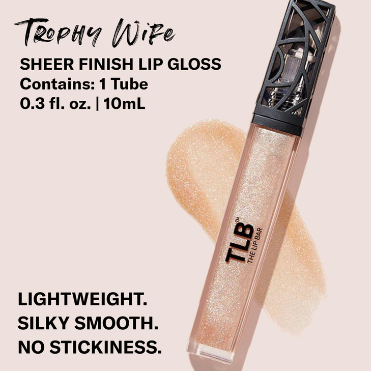 The Lip Bar - Lip Gloss, Trophy Wife (Champagne Shimmer) - Gloss Up Sheer Finish - Smooth, Not Sticky Formula - Coconut Oil, Olive Oil, Argan Oil & V