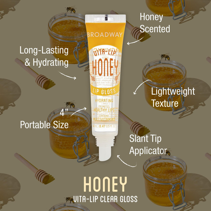 Ruby Kisses Broadway Vita-Lip Clear Lip Gloss (8 Pack), Ultra-Hydrating & Soothing Formula with Vitamins, High-Shine Non-Sticky Finish Lip Balm with