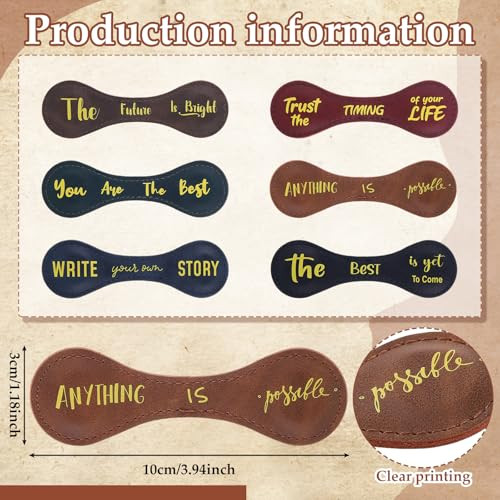 Skyygemm 6 Pcs Magnetic Bookmarks Inspirational Book Marks Leather Magnetic Bookmark Clips for Women Book Reading Office Supplies