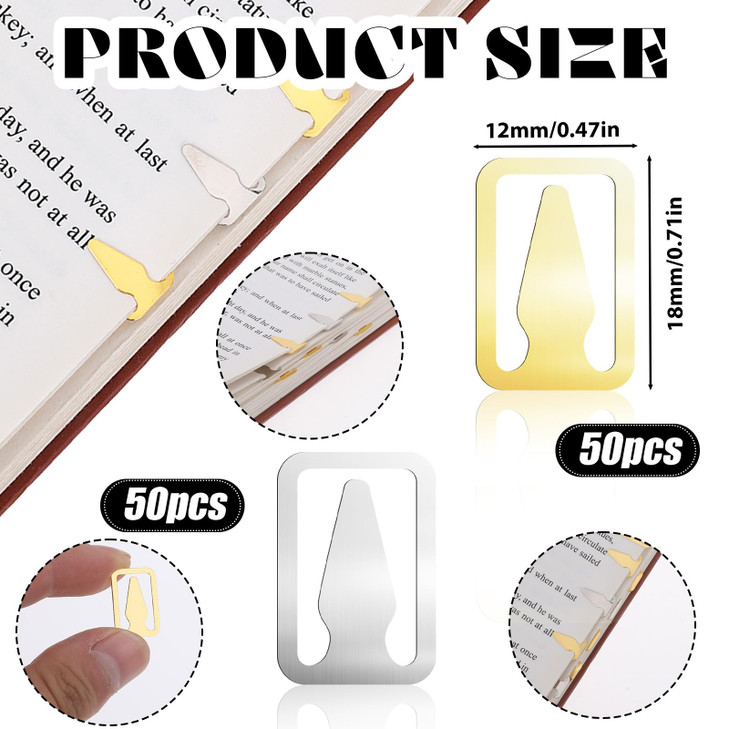 100 Pcs Metal Book Line Markers, Mini Thin Stainless Steel Page Marker Clips Mixed Book Darts Bookmarks in Gold and Silver Annotation Supplies for Re