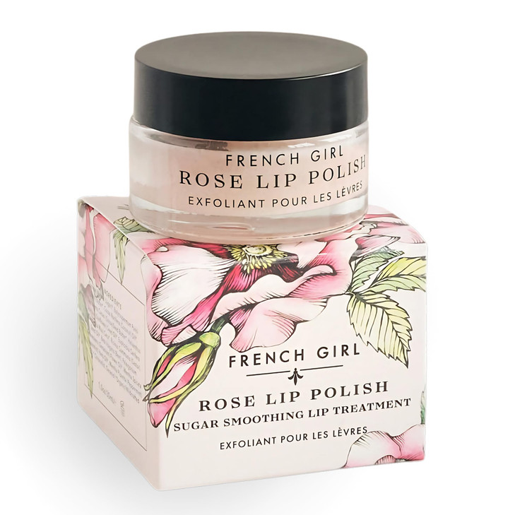 French Girl Rose Lip Scrub - Organic Sugar Scrub For Lips, Hydrating Lip Exfoliator & Moisturizer with Shea Butter & Essential Oils, Treatment for Dr