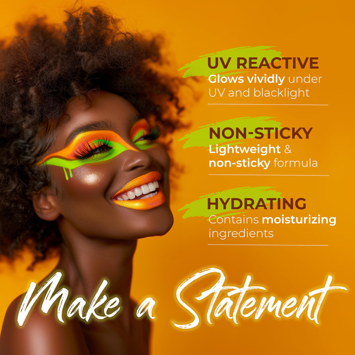 splashes & spills UV Blacklight Lip Gloss - 6 Color Variety Pack, 3.7g - Day or Night Stage, Clubbing or Costume Makeup