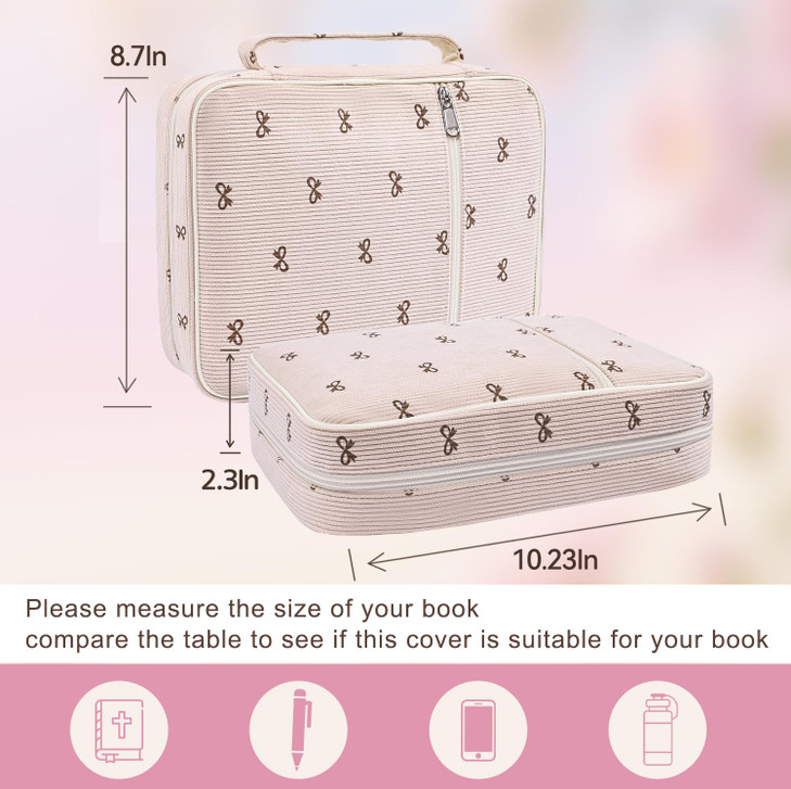 WOBAGMEN Bible Cover Case for Women with Study Supplies,Corduroy Check Bible Carrying Case with Study Accessories,Bible Study Kit Bible Journaling Su