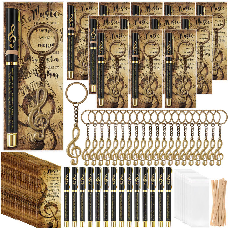 Sayglossy 30 Sets Choir Gifts for Teacher Bulk Inspirational Music Pens Keychain Musical Party Favors Motivational Choir Appreciation Gifts for Men W