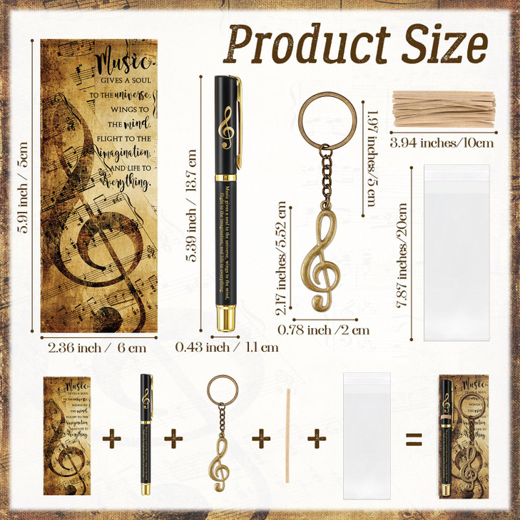 Sayglossy 30 Sets Choir Gifts for Teacher Bulk Inspirational Music Pens Keychain Musical Party Favors Motivational Choir Appreciation Gifts for Men W