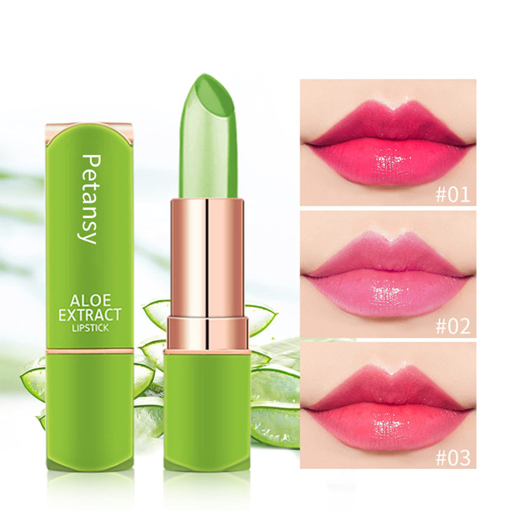 Petansy 3 Packs Aloe Vera Lipstick, Lips Moisturizer Long Lasting Nutritious Lip Balm Magic Temperature Color Change Lip Gloss-Set