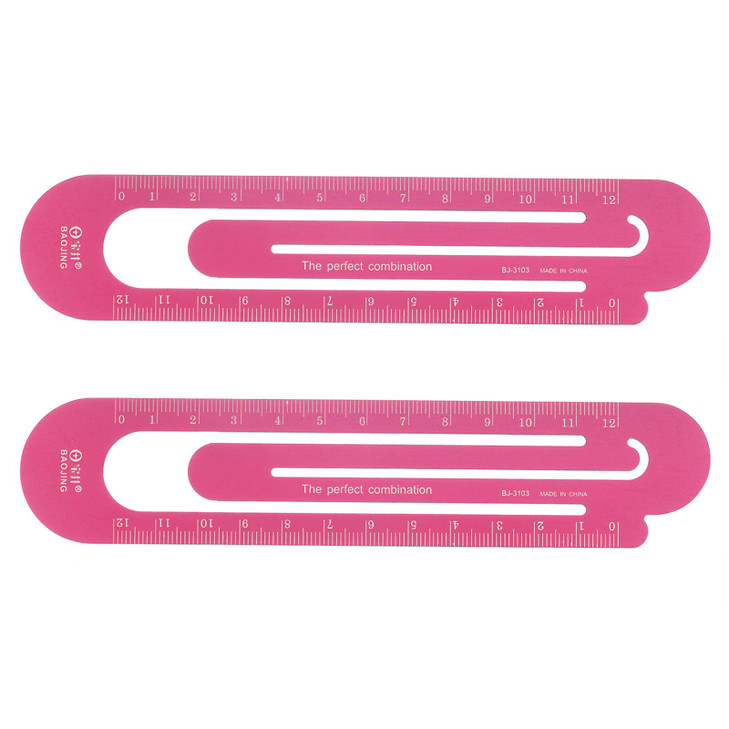 HARFINGTON 2pcs Straight Ruler 12cm Metric Bookmark Clip Ruler Metal Aluminum Alloy Scale on Both Sides Measuring Scale Tool for Measure Study Readin
