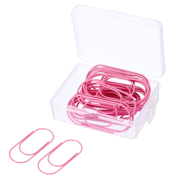 MECCANIXITY Wide Paper Clip Coated Large Clips Bookmarks with Box 2 Inch Pink for Organize Office Home, Pack of 20