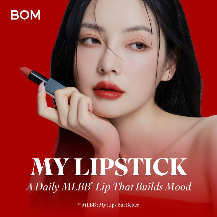 BOM COSMETICS My Lipstick #805 My Light Coral 0.12 oz Long Lasting Lipstick for Soft & Vibrant Color Lips, Lip Care with Vitamin E & 7 Oils, Korean M