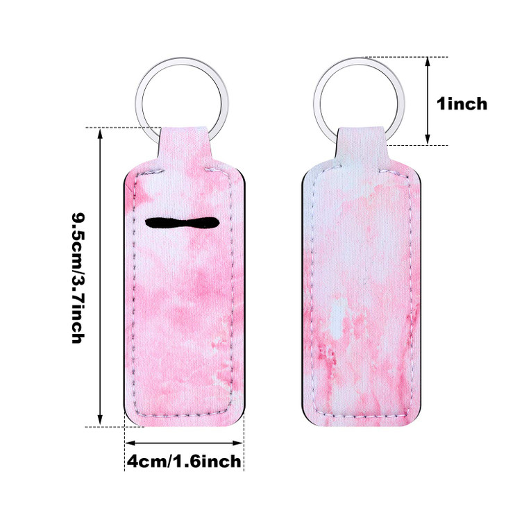 Blulu 10 Pieces Lipstick Holder Keychain Set - Clip-on Sleeve Pouch With Marble Pattern for Travel Accessories, 10 Colors